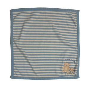 Graco Blue White Stripe Teddy Bear Baby My Little Friend Blanket Lovey Fleece